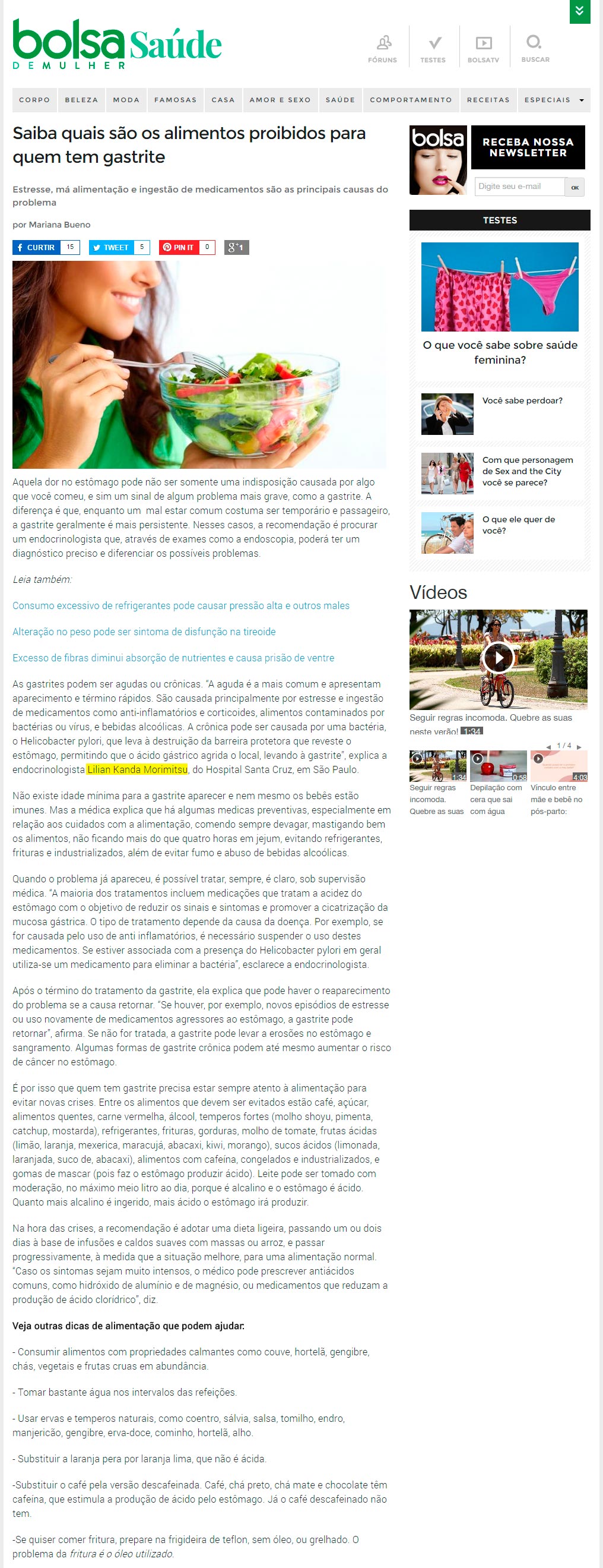 alimentos proibidos para quem tem gastrite